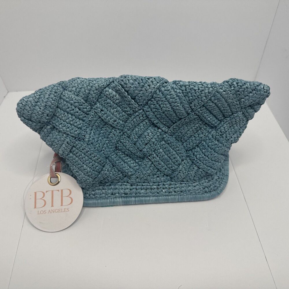 BTB Los Angeles Women's HARPER Framed Woven Raffia Clutch Purse NWT - Picture 6 of 11